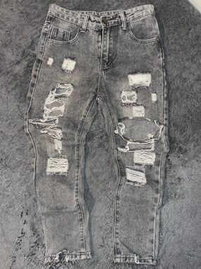 Slim Fit Distressed Gray Kids Jeans